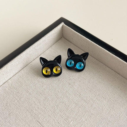Vintage Black Stud Earrings Women Retro Style Dripping Oil Fashion Jewelry