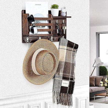 Wooden Wall Mounted Hanging Rack Holder Storage Shelf for Living Room Entrance