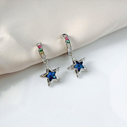 Star Hollow Circle Earrings Elegant Simple Design Fashion Jewelry for Women