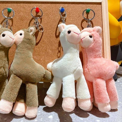 Cute Mini Alpaca Soft Plush Stuffed Doll Toys Keychain Cartoon Bag Pendant - Aimall
