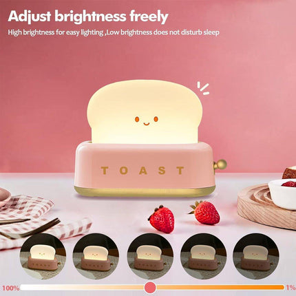 Rechargeable LED Toaster Night Light Creative Dimming Lamp for Bedroom Sleep