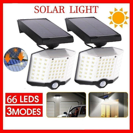 3 Head Solar Motion Sensor Light Outdoor Garden Wall Security Flood Lamp 74LEDs - Aimall