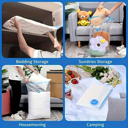 Vacuum Compression Storage Bag with Pump Clothes Organizer Space Saving Bags