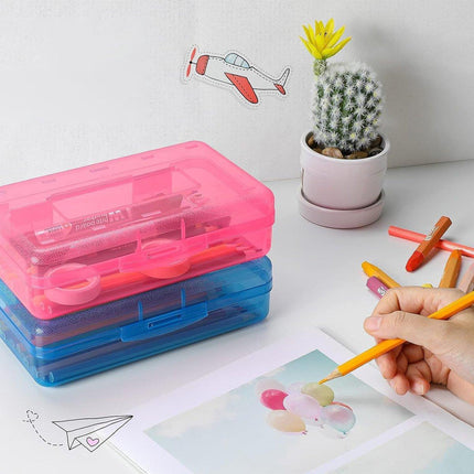 Large Capacity Transparent Plastic Pencil Case Multifunctional Student Art Box