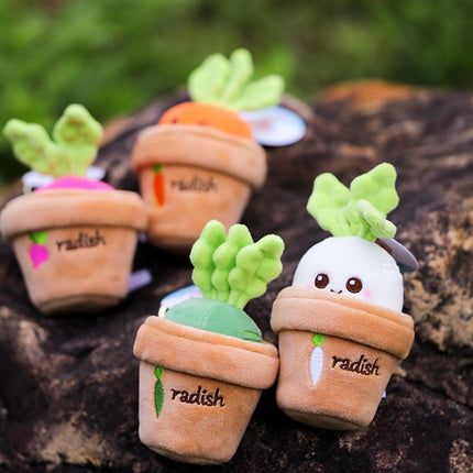 Lifelike Plants Potted Radish Stuffed Plush Toys Cartoon Plants kid keychain - Aimall
