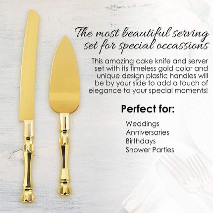 2pcs Stainless Steel Bread Knife Set Gold Serrated Cake Knife and Spatula Tool
