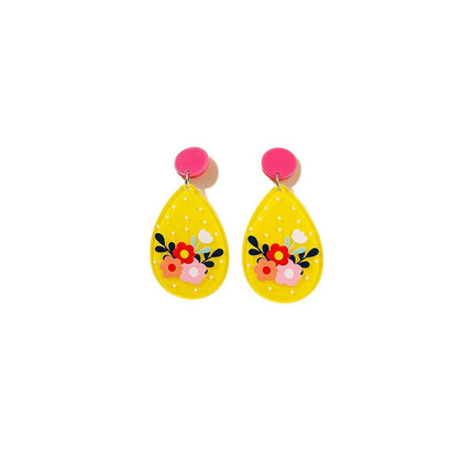 Coloured Geometric Acrylic Stud Earrings Trendy Fashion Jewelry Accessories