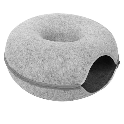 Cat Tunnel Bed Felt Pet Puppy Nest Cave House Round Donut Interactive Play Toy S Size - Aimall