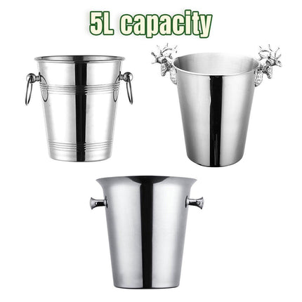 5L Stainless Steel Ice Bucket Champagne Wine Bucket Hotel Bar Ice Container