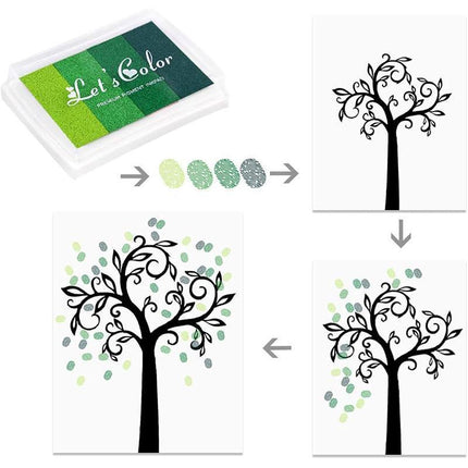 4Colours Fingerprint Stamp Set with Plastic Case Washable Color DIY Ink Pad - Aimall