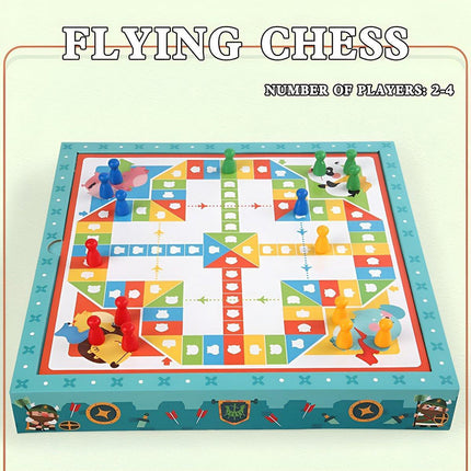 8-in-1 Board Game Set Chess Games Board Toy Backgammon Checkers Snakes Ladders - Aimall