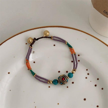 Ethnic Style Handmade Bracelet Color Stone Sky Bead Fashion Round Bead Bracelet
