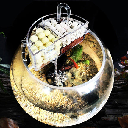 Round Fish Tank Filter Box Aquarium Trickle Box Small External Top Quiet Water Purification Three-in-One Filter