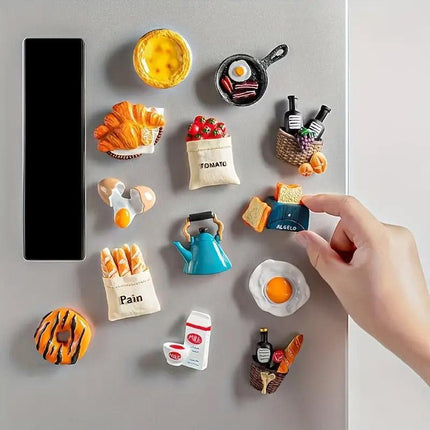 10pcs 3D Simulation Food Stickers for Fridge Fun Food Toy Magnets Decorative Set
