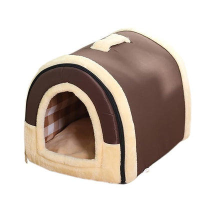 S Size Pet House Kennel Soft Igloo Beds Cave Cat Puppy Bed Warm Cushion Fold - Aimall