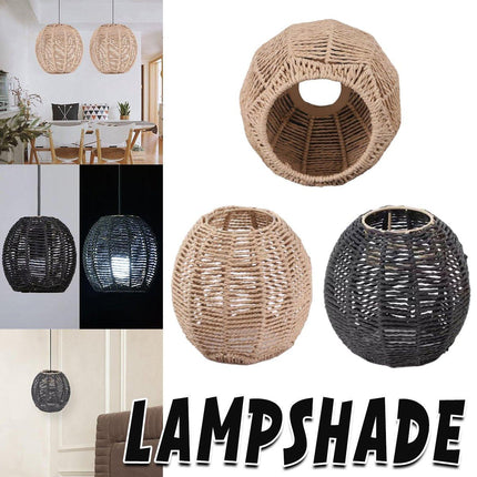 Simulated Rattan Ceiling Light Cover Handmade Rustic Woven Lamp Shade Decor