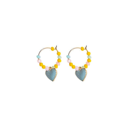 Summer Colourful Beaded Heart Earrings Sweet Fashion Jewellery for Women Girls