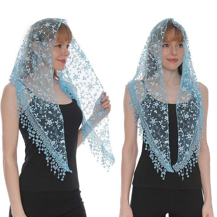 3pcs Floral Lace Tricot Veil Women Scarf Headscarf Soft Lightweight Accessories