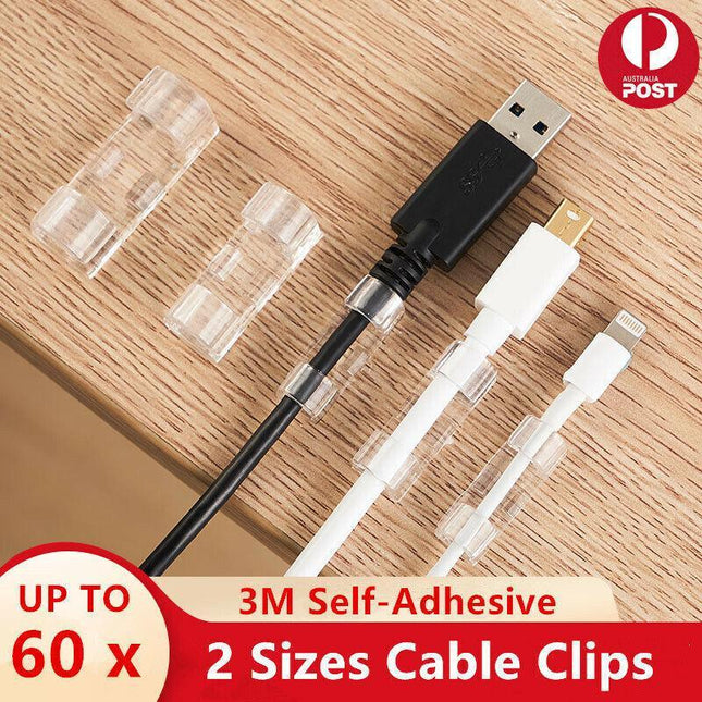 20PCS Cable Clips Management Holder Cord Wire Line Organizer Self-Adhesive M - Aimall