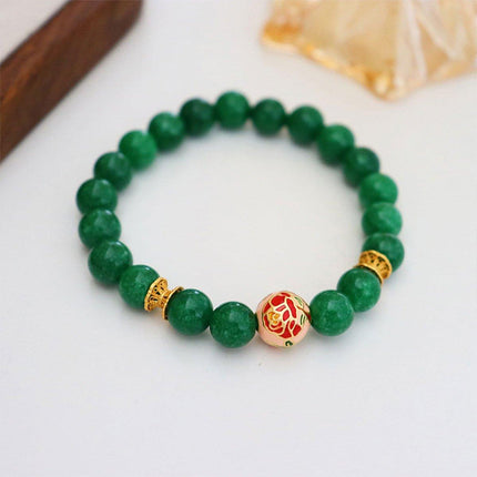 Green Natural Stone Beaded Bracelet Beauty Handmade Women Simple Healing Reiki