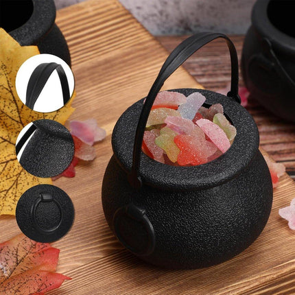 12PCS Halloween Witch Lantern Black Flame Candy Bucket Portable Props Decor