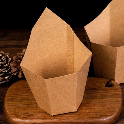 100PCS Golden Croissant Sandwich Holder Kraft Paper Cheese Corn Stick Packaging