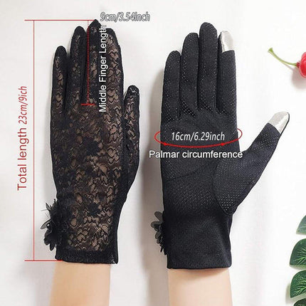 6 Colours Women UV Protection Lace Gloves Touchscreen Non-Slip Driving Gloves