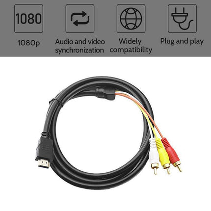 HDMI to RCA Adapter Cable 1.5m Gold-Plated for HDTV DVD & More - Aimall