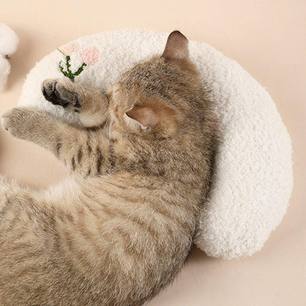 2PCS Plush Pet Pillow Soft Dog Cat Sleeping Bed Moon Shaped Cushion Mat for Pet