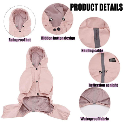 Outdoor Reflective Waterproof Dog Raincoat Breathable Four Legged Pet Jacket