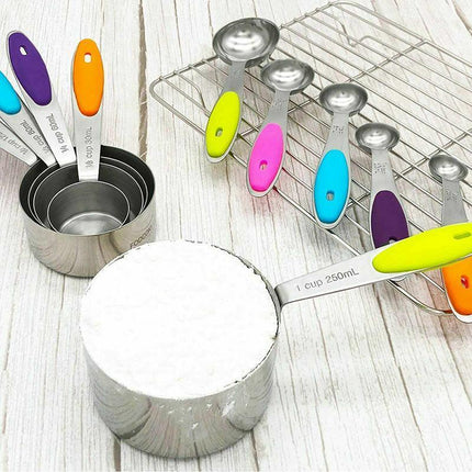 Measuring Spoons Cups 10PCS Stainless Steel Baking Teaspoon Kitchen Gadget Kit - Aimall