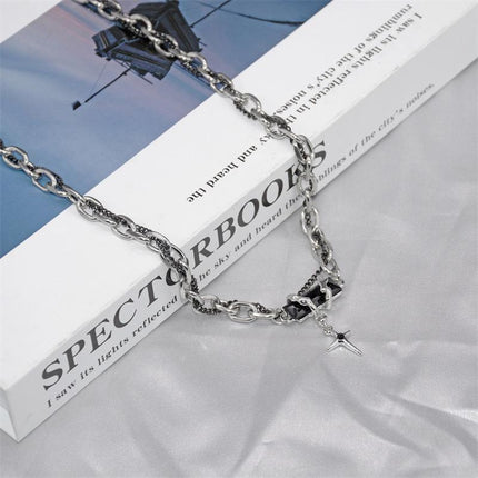 Punk Style Heart Charm Choker Silver Thick Link Chain Collar Necklace Fashion - Aimall