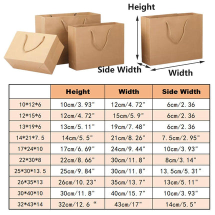 25pcs Paper Gift Bags Handbag Kraft Paper BagsParty Favors Wedding Packaging
