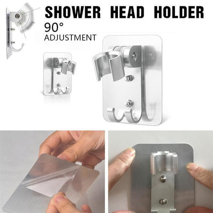 Adjustable Bracket Suction Shower Head Handset Holder Bathroom Wall Mount +Hooks - Aimall