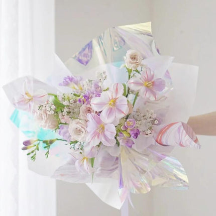 Iridescent Flower Bouquet Wrapping Paper 80CM*15M Cellophane Rainbow Film - Aimall