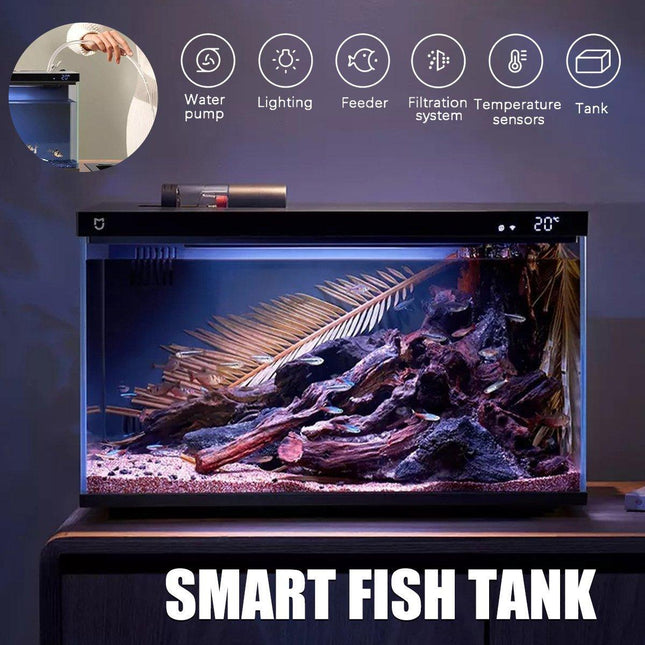 Smart Remote Control Fish Tank with Automatic Feeding for Living Room Aquarium