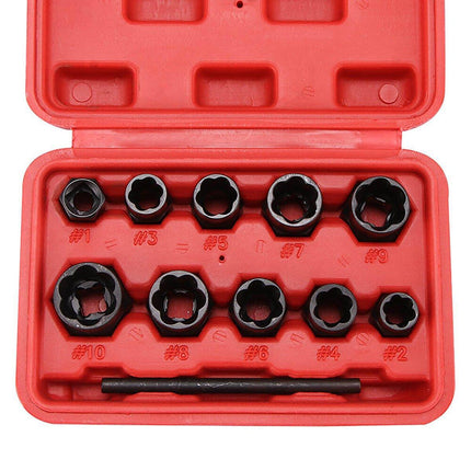 11PCS Locking Wheel Nut Remover Grip N Twist Sockets Damaged Rounded Bolts Tool - Aimall