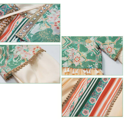 Ethnic Style Girls Hanfu Dress Set Chinese Traditional Colourful Clothing