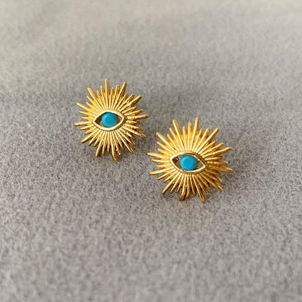 Retro Art Demon Eyes Stud Earrings Unique Design Gothic Fashion Jewelry Girl