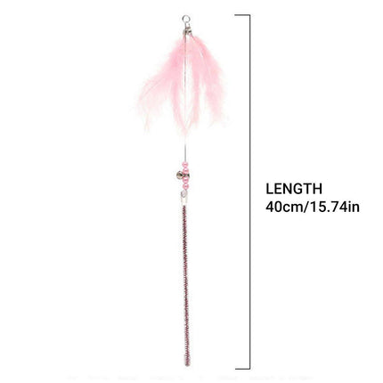 4PCS Cat Teaser Stick with Bells Feathers Bite-resistant Long Rod Toy Supplies