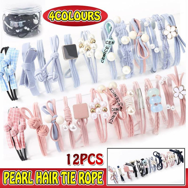 Women Elastic Hair Band Ponytail Holder Girl Rubber Rope Ties Gum Headwear Craft - Aimall