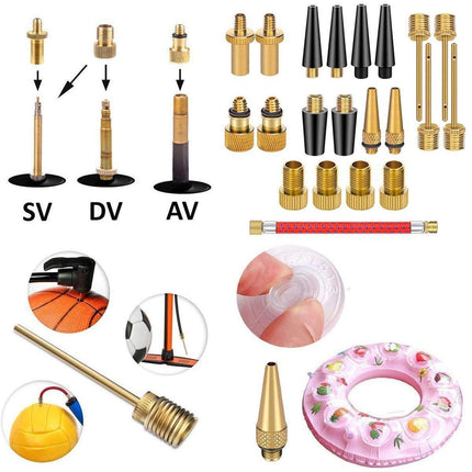 21pcs Bicycle Valve Adapter Set Universal Bike Tire Valve Converter Group Kit