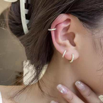 7sizes Hoop Earring Silver Zirconia Ear Huggie Hoop Cartilage Piercing Jewellery - Aimall