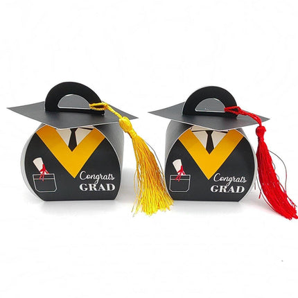 50 Pcs Graduation Cap Candy Box Striped Bachelor Doctor Party Gift Carton