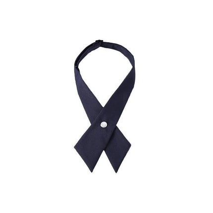 Small Women Criss-Cross Bow Tie School Girl Uniform Solid Adjustable Pre Tied Necktie - Aimall