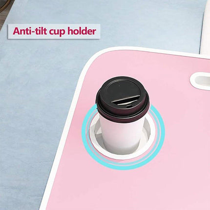Laptop Bed Table Foldable Lap Standing Desk with Cup Slot for Indoor Picnic Tray