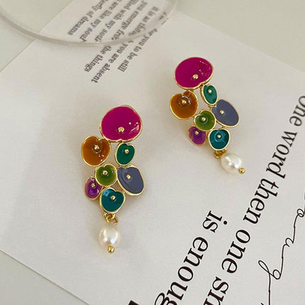 Vintage Long Pearl Coloured Earrings Elegant Matching Jewelry Women Fashion