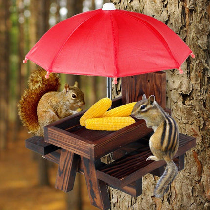 Wooden Squirrel Feeder Outdoor Hanging Bird Feeder for Garden Backyard Pets
