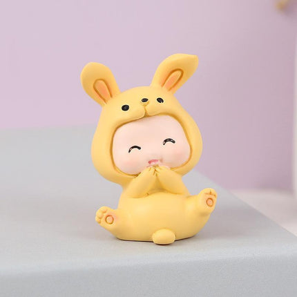 Rabbit Animal Figure Toys Ornament Car Console Dashboard Decor Car Home Room - Aimall