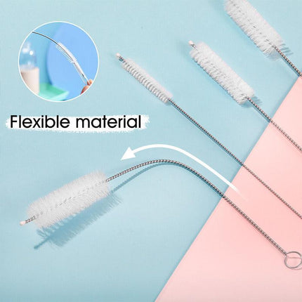 10Pcs Nylon Straw Brush Cleaner Bottle Tube Pipe Small Long Cleaning - Aimall